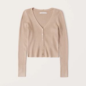 Abercrombie & Fitch Ribbed V-Neck Cardigan and Square Neck Tank Set.